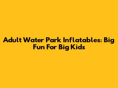 Adult Water Park Inflatables: Big Fun For Big Kids