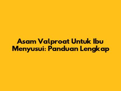 Asam Valproat Untuk Ibu Menyusui: Panduan Lengkap