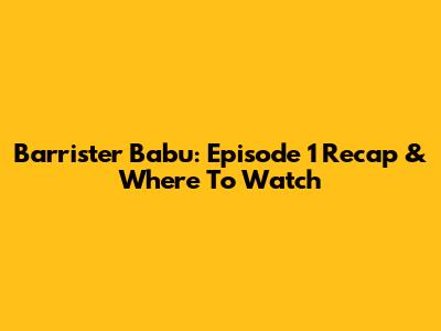 Barrister Babu: Episode 1 Recap & Where To Watch