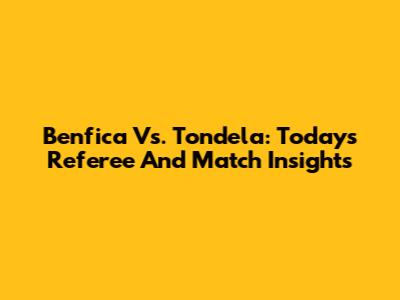 Benfica Vs. Tondela: Today's Referee And Match Insights