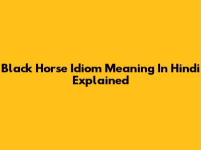 Black Horse Idiom Meaning In Hindi Explained