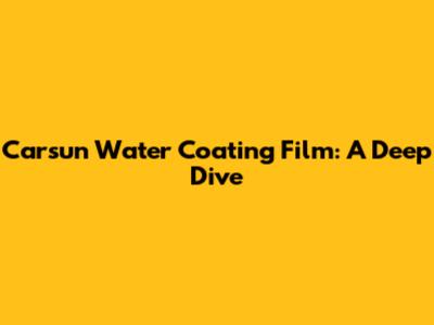 Carsun Water Coating Film: A Deep Dive