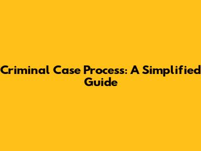 Criminal Case Process: A Simplified Guide