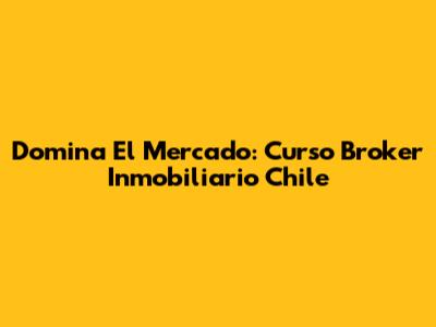 Domina El Mercado: Curso Broker Inmobiliario Chile