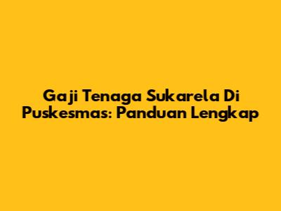 Gaji Tenaga Sukarela Di Puskesmas: Panduan Lengkap