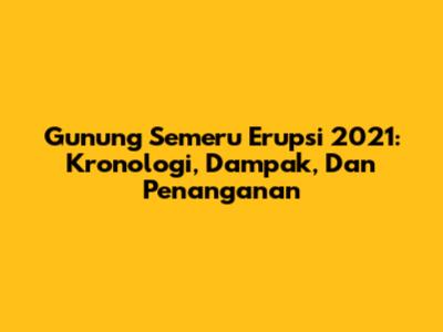 Gunung Semeru Erupsi 2021: Kronologi, Dampak, Dan Penanganan