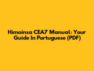 Himoinsa CEA7 Manual: Your Guide In Portuguese (PDF)