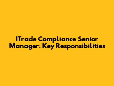 ITrade Compliance Senior Manager: Key Responsibilities