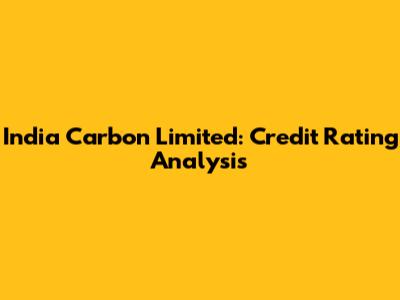 India Carbon Limited: Credit Rating Analysis