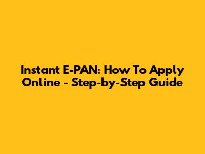 Instant E-PAN: How To Apply Online - Step-by-Step Guide