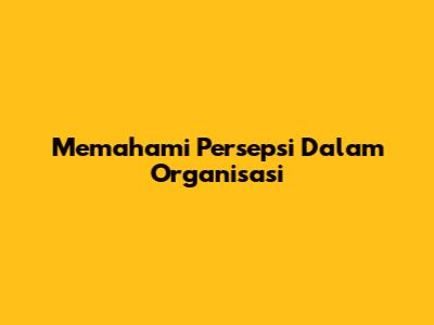 Memahami Persepsi Dalam Organisasi