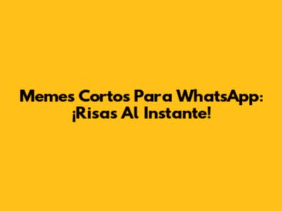 Memes Cortos Para WhatsApp: ¡Risas Al Instante!
