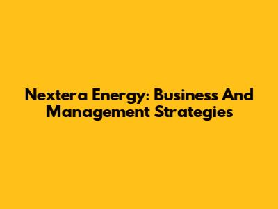 Nextera Energy: Business And Management Strategies