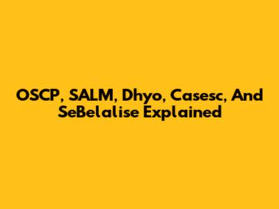 OSCP, SALM, Dhyo, Casesc, And SeBelalise Explained