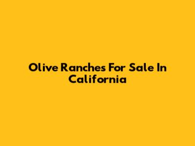 Olive Ranches For Sale In California