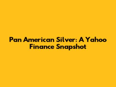 Pan American Silver: A Yahoo Finance Snapshot