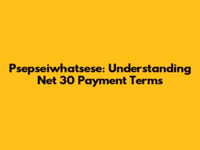 Psepseiwhatsese: Understanding Net 30 Payment Terms