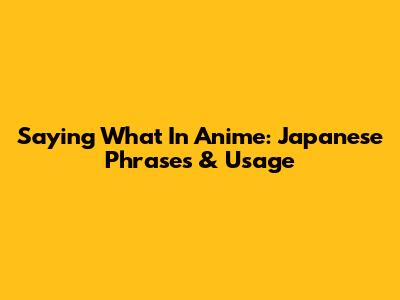 Saying "What" In Anime: Japanese Phrases & Usage