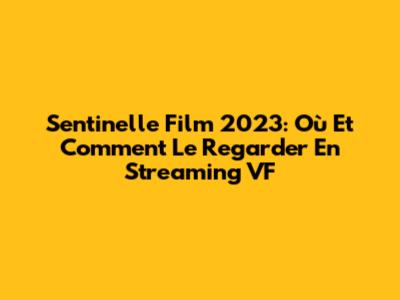 Sentinelle Film 2023: Où Et Comment Le Regarder En Streaming VF