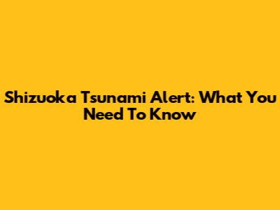 Shizuoka Tsunami Alert: What You Need To Know