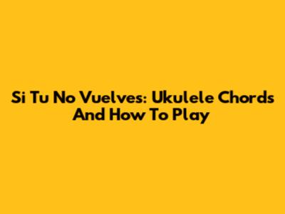 Si Tu No Vuelves: Ukulele Chords And How To Play