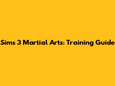 Sims 3 Martial Arts: Training Guide
