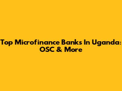Top Microfinance Banks In Uganda: OSC & More