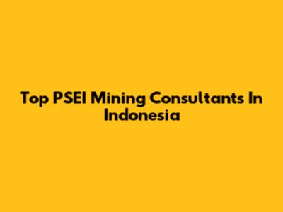 Top PSEI Mining Consultants In Indonesia