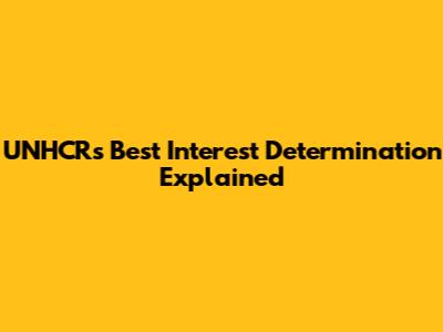 UNHCR's Best Interest Determination Explained