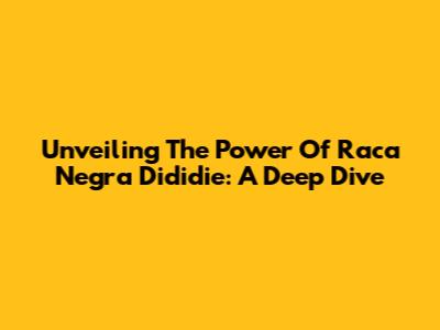 Unveiling The Power Of Raca Negra Dididie: A Deep Dive
